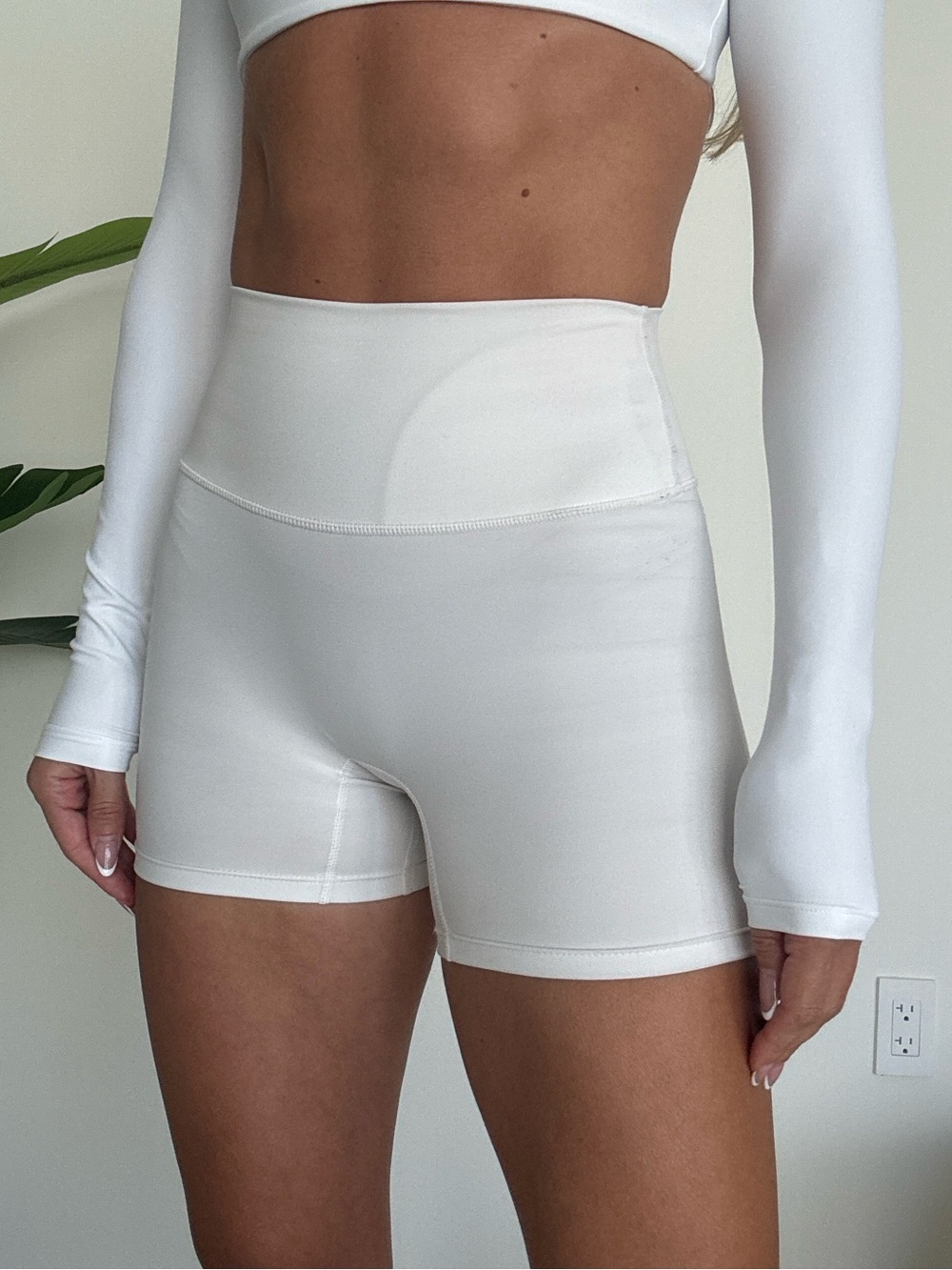 CSB High-Waist White Performance Bike Shorts